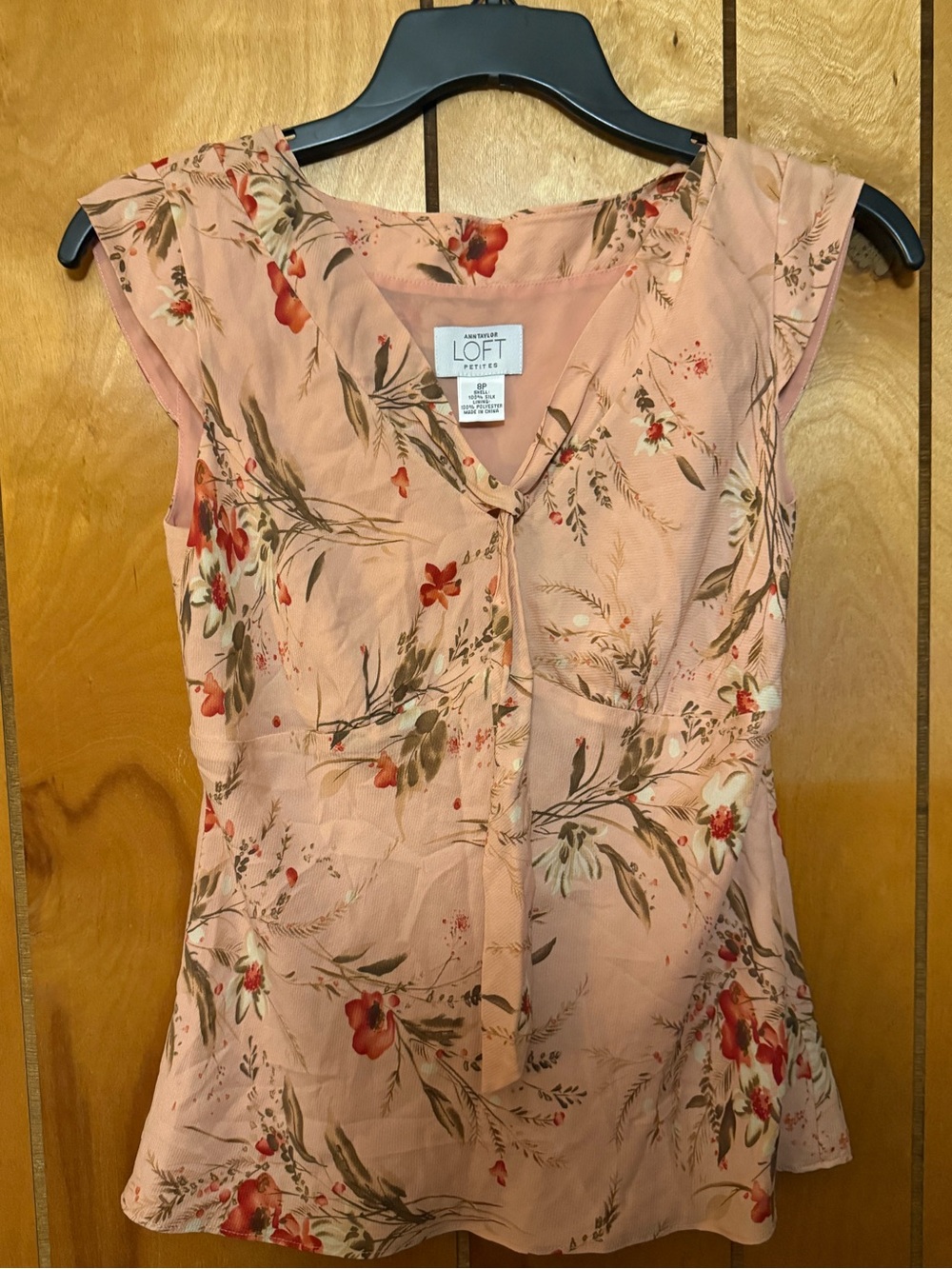 LOFT Pink Floral Cap-Sleeve Blouse